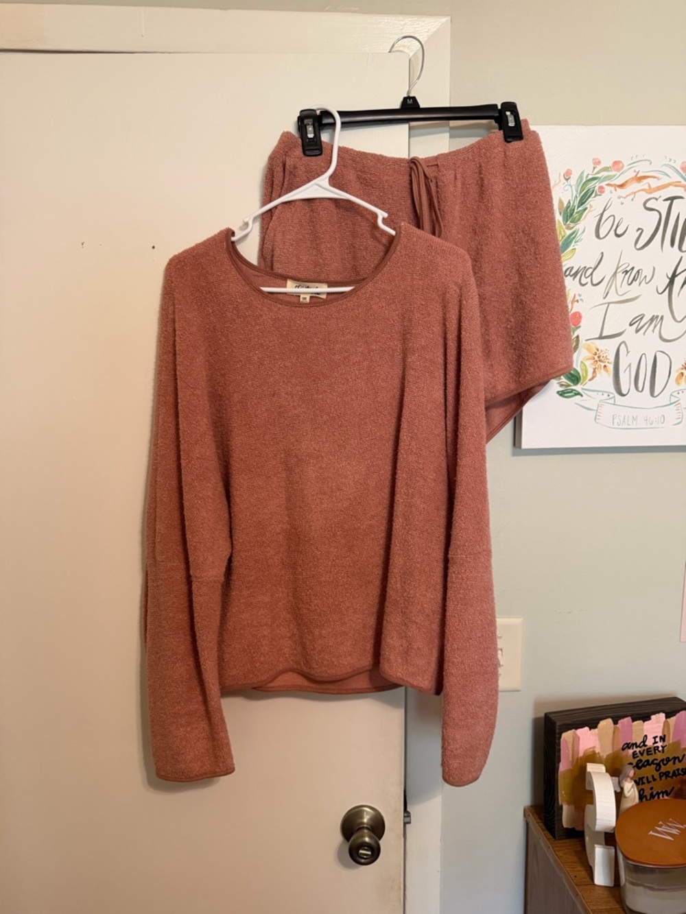 Cozy Women's Long Sleeve Sweater Set in Dusty Rose